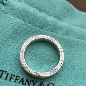 Authentic Tiffany & Co Sterling Silver (925) 1837 Ring w/3 REAL Diamonds Sz 8